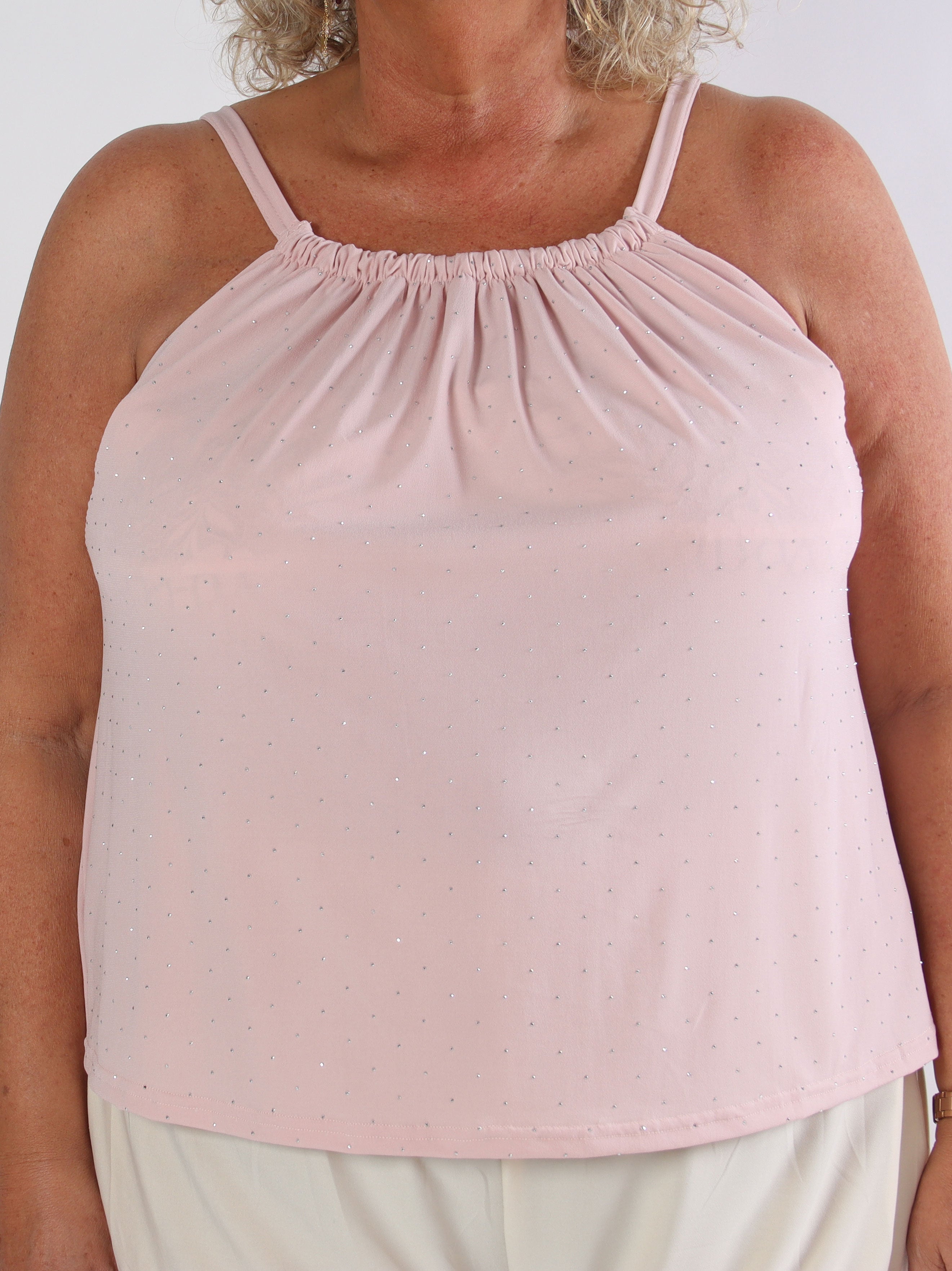 Sunlove Crystal Top - Enfärgad plus size elastisk topp med mock neck